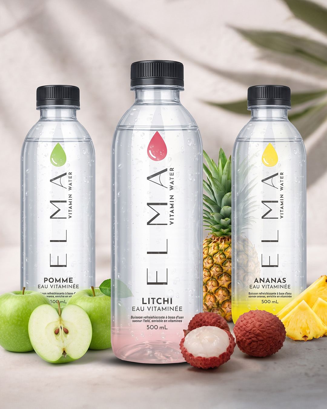 Trio de bouteilles ELMA avec fruits frais